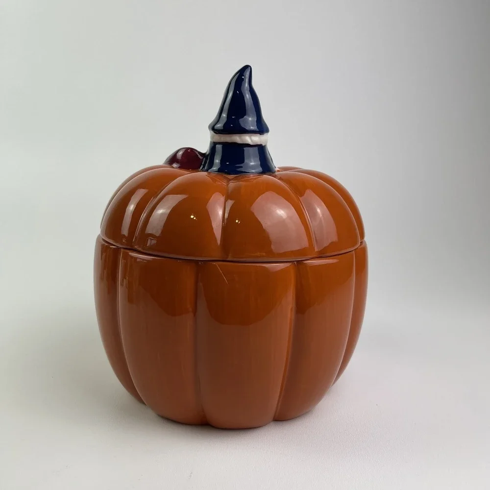 Sheffield Home Halloween Wizard Vintage Retro Large Pumpkin Cookie Biscuit Jar